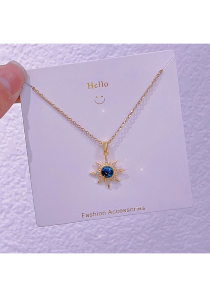 Yeni Bakır Kaplama Gerçek Altın Australopithecine Sıcaklığa Duyarlı Güneş Ay Kolye Mikro Set Zirkonya Titanyum Çelik Kolye (Yurt Dışından)