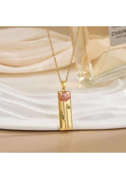 Yeni Kolye Kadın Dönebilen Çiçek Titanyum Çelik Niş Tasarım Duygusu Basit Moda Trendi Yüz Mizaç Köprücük Kemiği Zincir Takı (Yurt Dışından)