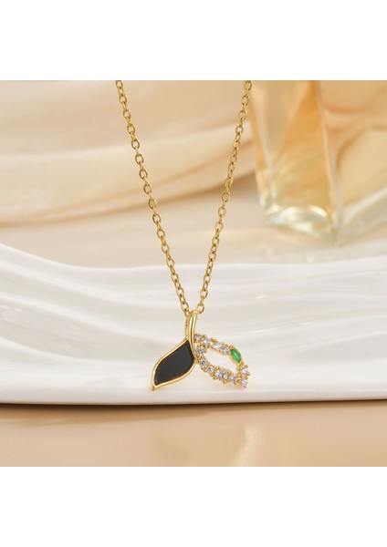 Yeni Kolye Kadın Dönebilen Çiçek Titanyum Çelik Niş Tasarım Duygusu Basit Moda Trendi Yüz Mizaç Köprücük Kemiği Zincir Takı (Yurt Dışından)