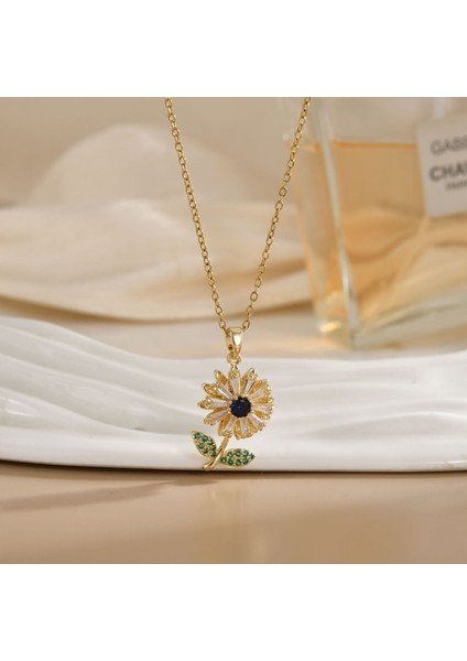 Yeni Kıdemli Işık Duygusu Lüks Mikro Set Zirkonya Bakır 18 Ayar Altın Kaplama Kolye Kolye Köprücük Kemiği Zinciri Takı ile Kadın Moda (Yurt Dışından)