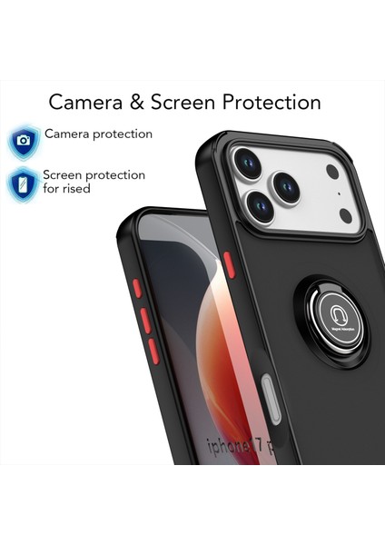 iPhone 17 Pro Max Için Mat Şeffaf Tpu Darbeye Dayanıklı Koruyucu Kılıf, Halka Tutucu ve Stand, Koyu Yeşil (Yurt Dışından) fiyatları