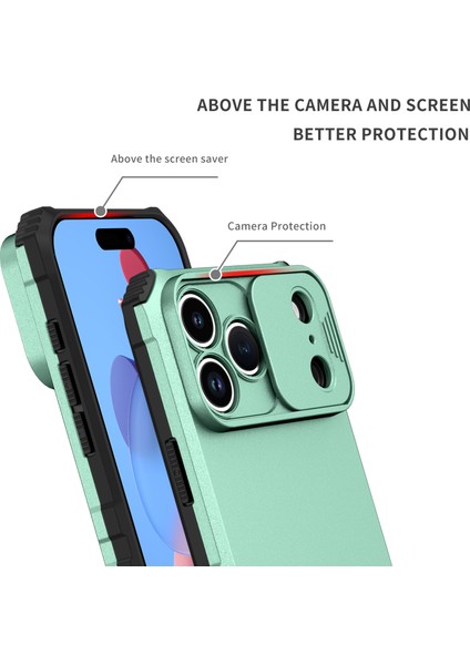 iPhone 17 Pro Için Çift Katmanlı Kılıf, Darbeye Dayanıklı, Kayar Kamera Korumalı Sağlam Standlı Koruyucu Kılıf, Turkuaz (Yurt Dışından) indirimleri