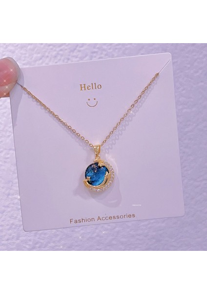 Yeni Bakır Kaplama Gerçek Altın Australopithecine Sıcaklığa Duyarlı Güneş Ay Kolye Mikro Set Zirkonya Titanyum Çelik Kolye (Yurt Dışından)