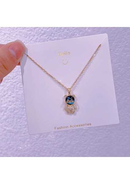 Yeni Bakır Kaplama Gerçek Altın Australopithecine Sıcaklığa Duyarlı Güneş Ay Kolye Mikro Set Zirkonya Titanyum Çelik Kolye (Yurt Dışından)