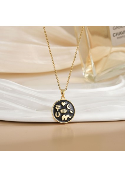 Yeni Kadın Yıldızlar ve Ay Köprücük Kemiği Zinciri Titanyum Çelik Renk Kaybetmez Çok Yönlü Kişilik Tasarım Duygusu Boyun Zinciri Hafif Lüks Stil (Yurt Dışından)