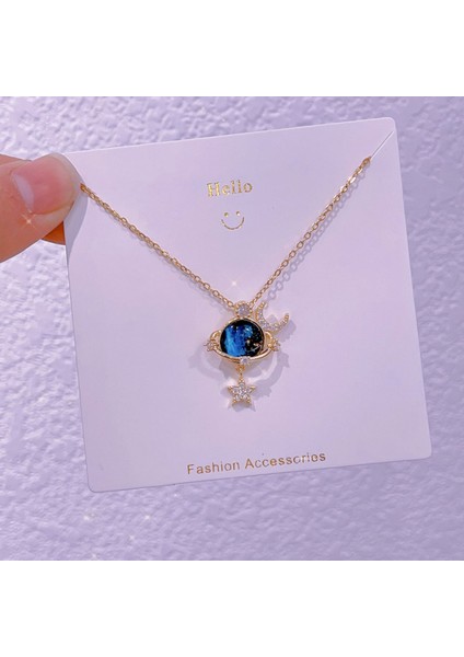 Yeni Işık Lüks Moda Yıldız Gezegen Şekli Tasarım Kolye Kadın Titanyum Çelik Köprücük Kemiği Zinciri Kozmik Yıldız Nehir Kolye Mücevher (Yurt Dışından)