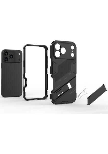 iPhone 17 Pro Max Hibrit Pc Tpu Tampon Darbeye Dayanıklı Koruyucu Kılıf Standlı Turuncu Zırh Kılıfı (Yurt Dışından) fiyatları