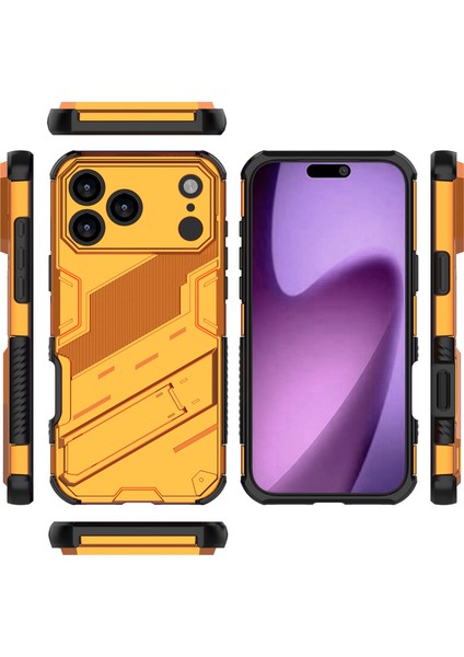 iPhone 17 Pro Max Hibrit Pc Tpu Tampon Darbeye Dayanıklı Koruyucu Kılıf Standlı Turuncu Zırh Kılıfı (Yurt Dışından) modelleri