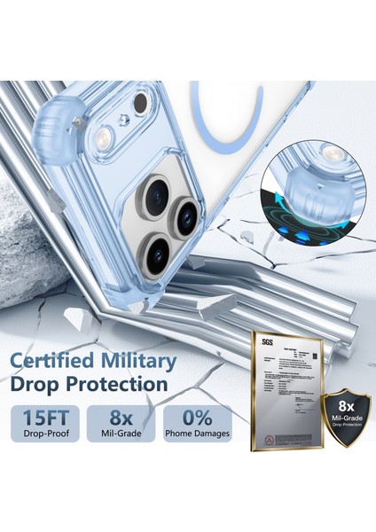 iPhone 17 Pro Max Için Manyetik Kılıf, Magsafe Darbeye Dayanıklı Askeri Koruma Şeffaf Telefon Kılıfı Mavi ile Uyumlu (Yurt Dışından) fırsatları
