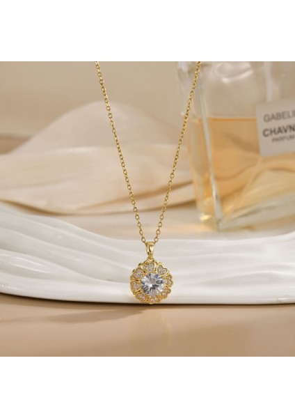 Yeni Kıdemli Işık Duygusu Lüks Mikro Set Zirkonya Bakır 18 Ayar Altın Kaplama Kolye Kolye Köprücük Kemiği Zinciri Takı ile Kadın Moda (Yurt Dışından)