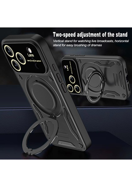 iPhone 17 Pro Max Için Armor Telefon Kılıfı Çift Katmanlı Manyetik Halka Tutucu Stand Magsafe Kılıf Gül Altın (Yurt Dışından) fırsatları