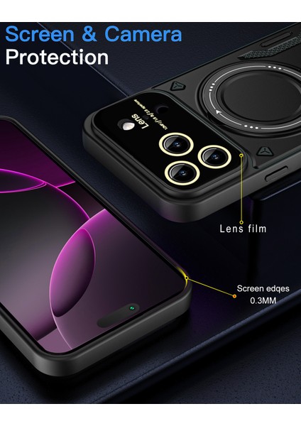 iPhone 17 Pro Max Için Armor Telefon Kılıfı Çift Katmanlı Manyetik Halka Tutucu Stand Magsafe Kılıf Gül Altın (Yurt Dışından) indirimleri