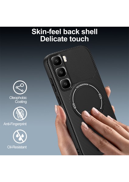 Infinix Hot 60 Pro Için Manyetik Kılıf, Standlı Karbon Fiber Tasarımlı Tpu Hibrit Telefon Kılıfı, Kırmızı (Yurt Dışından) indirimleri