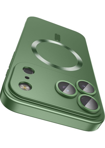 iPhone 17 Pro Için Manyetik Kılıf, Kamera Lens Korumalı Mat Silikon Telefon Kılıfı, Magsafe ile Uyumlu, Yeşil (Yurt Dışından)