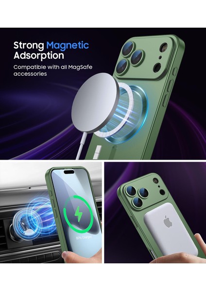 iPhone 17 Pro Için Manyetik Kılıf, Kamera Lens Korumalı Mat Silikon Telefon Kılıfı, Magsafe ile Uyumlu, Yeşil (Yurt Dışından) modelleri