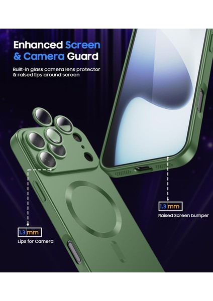iPhone 17 Pro Için Manyetik Kılıf, Kamera Lens Korumalı Mat Silikon Telefon Kılıfı, Magsafe ile Uyumlu, Yeşil (Yurt Dışından) fırsatları