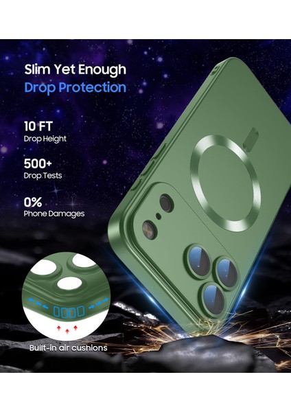 iPhone 17 Pro Için Manyetik Kılıf, Kamera Lens Korumalı Mat Silikon Telefon Kılıfı, Magsafe ile Uyumlu, Yeşil (Yurt Dışından) indirimleri
