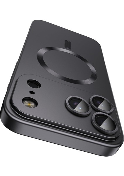 iPhone 17 Pro Için Manyetik Kılıf, Kamera Lensi Korumalı Mat Silikon Telefon Kılıfı, Magsafe ile Uyumlu, Siyah (Yurt Dışından)