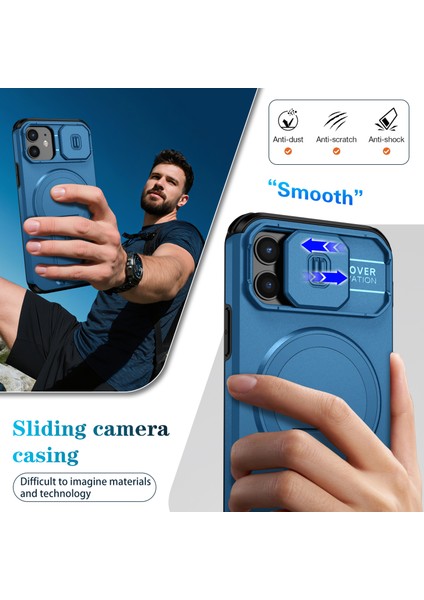 iPhone 12/iphone 12 Pro Için Manyetik Kılıf, Kayar Kamera Korumalı Çift Katmanlı Darbeye Dayanıklı Telefon Kılıfı, Ayarlanabilir Stand, Mavi (Yurt Dışından) fırsatları
