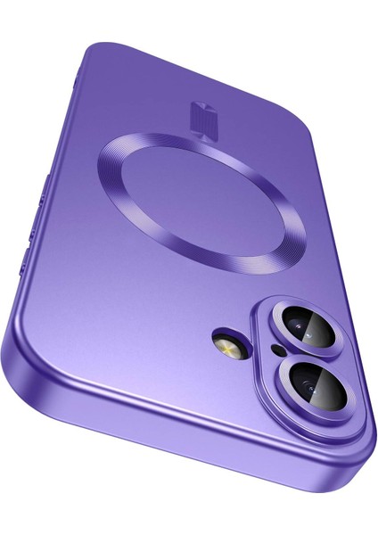 iPhone 17 Pro Max Için Manyetik Kılıf, Kamera Lens Korumalı Mat Silikon Telefon Kılıfı, Magsafe ile Uyumlu, Mor (Yurt Dışından)