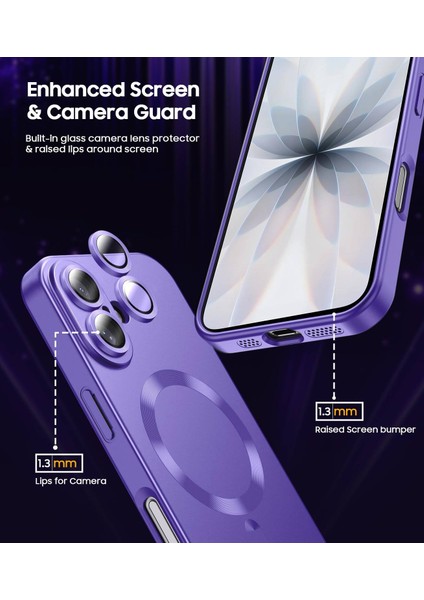 iPhone 17 Pro Max Için Manyetik Kılıf, Kamera Lens Korumalı Mat Silikon Telefon Kılıfı, Magsafe ile Uyumlu, Mor (Yurt Dışından) modelleri