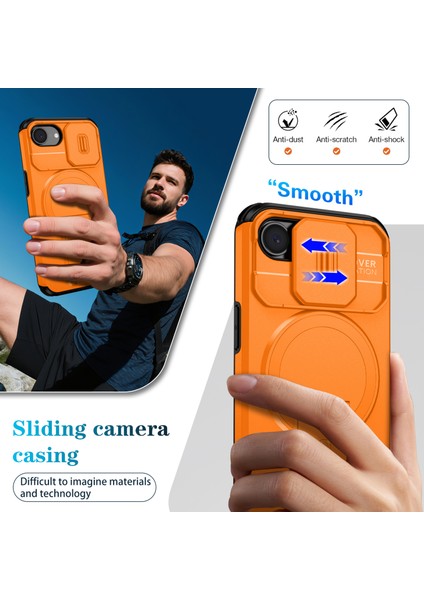 iPhone 16E Için Manyetik Kılıf, Kayar Kamera Korumalı Çift Katmanlı Darbeye Dayanıklı Telefon Kılıfı, Ayarlanabilir Stand, Turuncu (Yurt Dışından) fırsatları
