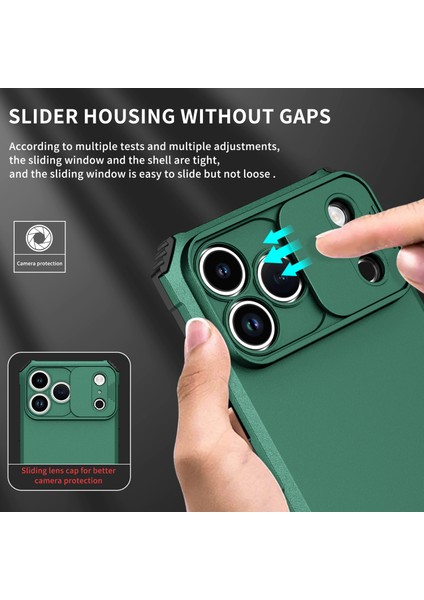 iPhone 17 Pro Için Çift Katmanlı Kılıf, Darbeye Dayanıklı, Kayar Kamera Korumalı Sağlam Standlı Koruyucu Kılıf, Yeşil (Yurt Dışından) modelleri