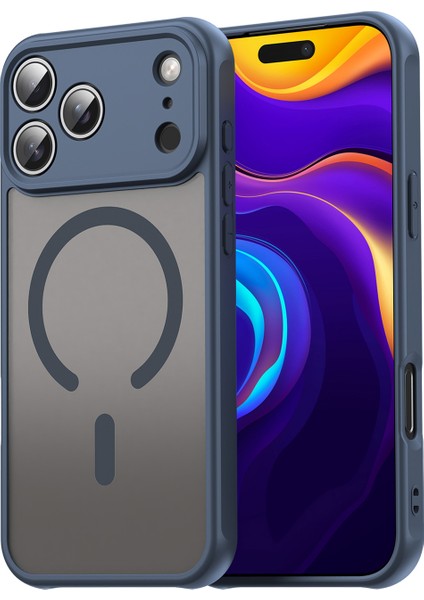 iPhone 17 Pro Max Için Manyetik Kılıf, Yarı Saydam Mat Arka, Kamera Korumalı Darbeye Dayanıklı Telefon Kılıfı, Mavi (Yurt Dışından)