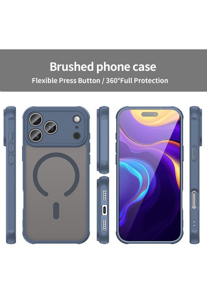 iPhone 17 Pro Max Için Manyetik Kılıf, Yarı Saydam Mat Arka, Kamera Korumalı Darbeye Dayanıklı Telefon Kılıfı, Mavi (Yurt Dışından) fiyatları
