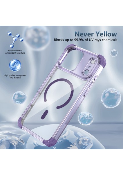 iPhone 17 Pro Max Için Manyetik Kılıf, Magsafe Darbeye Dayanıklı Askeri Koruma Şeffaf Telefon Kılıfı Mor ile Uyumlu (Yurt Dışından) modelleri