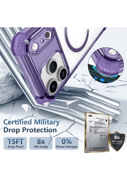 iPhone 17 Pro Max Için Manyetik Kılıf, Magsafe Darbeye Dayanıklı Askeri Koruma Şeffaf Telefon Kılıfı Mor ile Uyumlu (Yurt Dışından) fırsatları