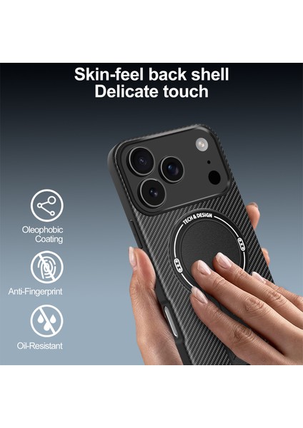 iPhone 17 Pro Max Için Manyetik Kılıf, Karbon Fiber Tasarım, Standlı Tpu Hibrit Telefon Kılıfı, Mor (Yurt Dışından) indirimleri