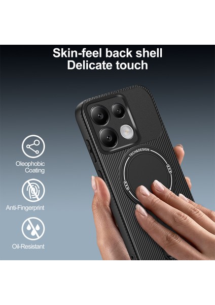 Xiaomi Redmi Note 13 4g Için Manyetik Kılıf, Karbon Fiber Tasarımlı Tpu Hibrit Telefon Kılıfı, Standlı, Gri (Yurt Dışından) indirimleri