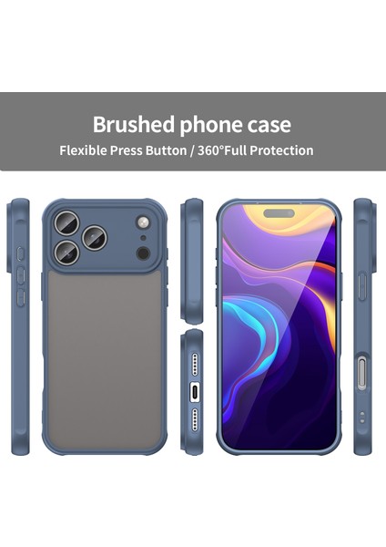 iPhone 17 Pro Max Için Kamera Korumalı Mat Kılıf, Yarı Saydam Mat Arka Yüzey, Darbeye Dayanıklı Telefon Kılıfı, Mavi (Yurt Dışından) modelleri