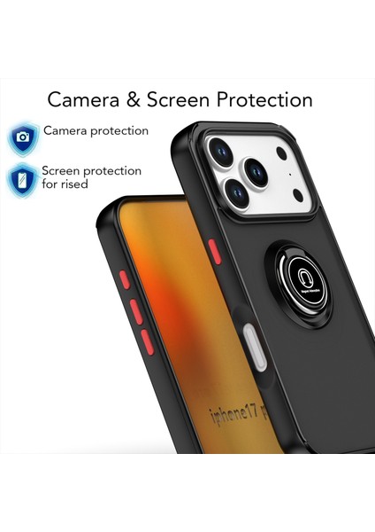 iPhone 17 Pro Için Mat Yarı Saydam Tpu Darbeye Dayanıklı Kılıf, Yüzük Tutucu ve Stand, Koyu Yeşil (Yurt Dışından) fiyatları