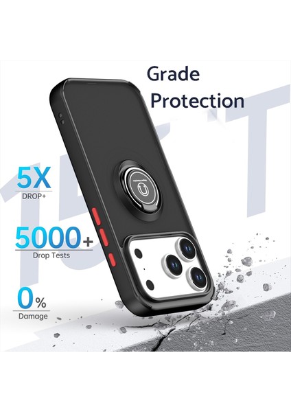 iPhone 17 Pro Için Mat Yarı Saydam Tpu Darbeye Dayanıklı Kılıf, Yüzük Tutucu ve Stand, Koyu Yeşil (Yurt Dışından) indirimleri