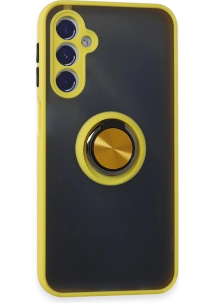Samsung Galaxy M34 5g Kılıf Montreal Yüzüklü Silikon Kapak - Sarı (K95)