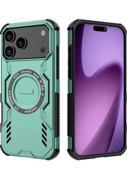 iPhone 17 Pro Max Için Manyetik Kılıf, Hibrit Pc Tpu Tampon, Darbeye Dayanıklı, Isı Dağıtma Delikli, Yeşil. (Yurt Dışından)