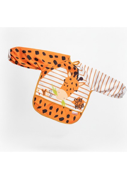 Bebek Uzun Kollu Su Geçirmez Önlük Zürafa Desenli Mama Önlüğü Kolay Temizlenebilir Beslenme Önlüğü fiyatları