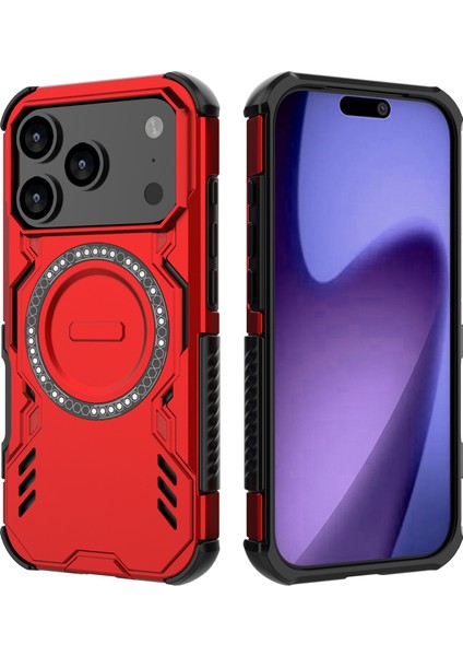 iPhone 17 Pro Için Manyetik Kılıf, Hibrit Pc Tpu Tampon, Darbeye Dayanıklı, Isı Dağıtma Delikli, Kırmızı Telefon Kılıfı (Yurt Dışından)