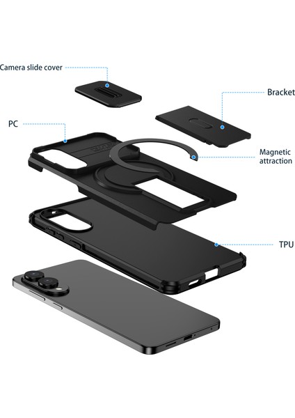 Samsung Galaxy S25 Edge Için Manyetik Kılıf, Kayar Kamera Korumalı Çift Katmanlı Darbeye Dayanıklı Telefon Kılıfı, Ayarlanabilir Stand, Siyah (Yurt Dışından) fiyatları