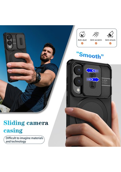 Samsung Galaxy S25 Edge Için Manyetik Kılıf, Kayar Kamera Korumalı Çift Katmanlı Darbeye Dayanıklı Telefon Kılıfı, Ayarlanabilir Stand, Siyah (Yurt Dışından) fırsatları