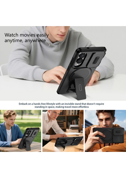 Samsung Galaxy S25 Edge Için Manyetik Kılıf, Kayar Kamera Korumalı Çift Katmanlı Darbeye Dayanıklı Telefon Kılıfı, Ayarlanabilir Stand, Siyah (Yurt Dışından) indirimleri