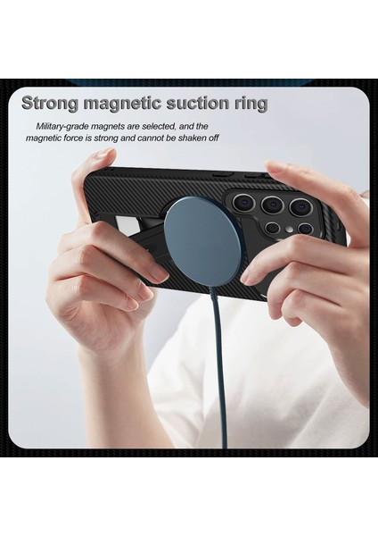 Samsung Galaxy S22 Ultra Manyetik Karbon Fiber Tasarım Tpu Hibrit Telefon Kılıfı ve Standı Kırmızı (Yurt Dışından) fırsatları