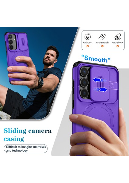 Samsung Galaxy S25 Fe Için Manyetik Kılıf, Kayar Kamera Korumalı Çift Katmanlı Darbeye Dayanıklı Telefon Kılıfı, Ayarlanabilir Stand, Mor (Yurt Dışından) fırsatları