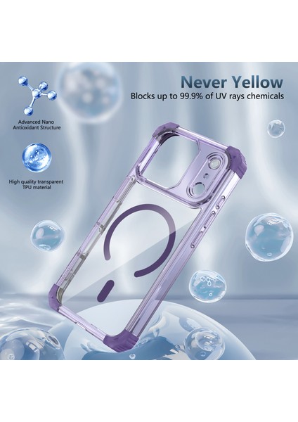 iPhone 17 Pro Için Manyetik Kılıf, Magsafe Darbeye Dayanıklı Askeri Koruma Şeffaf Telefon Kılıfı Mor ile Uyumlu (Yurt Dışından) modelleri