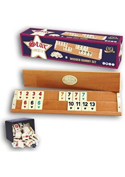 Ağaç Okey Takımı 43 cm Istaka ve 16 mm Melamin Okey Taşları ile 4 Parça modelleri