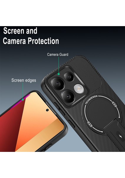 Xiaomi Redmi Note 13 4g Için Manyetik Kılıf, Standlı Karbon Fiber Tasarımlı Tpu Hibrit Telefon Kılıfı, Mavi (Yurt Dışından) modelleri