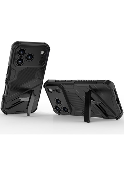 iPhone 17 Pro Hibrit Pc Tpu Tampon Darbeye Dayanıklı Koruyucu Kılıf Standlı Fonksiyonlu Siyah Zırh Kılıfı (Yurt Dışından) indirimleri