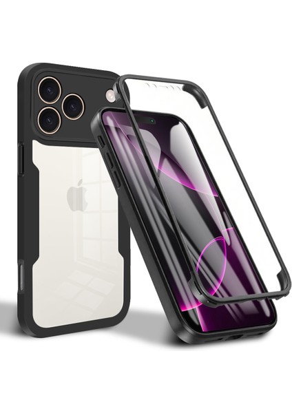 iPhone 17 Pro Max Için Koruyucu Kılıf, Dahili Ekran Koruyucu, 360 Derece Tam Koruma, Siyah Telefon Kılıfı (Yurt Dışından)